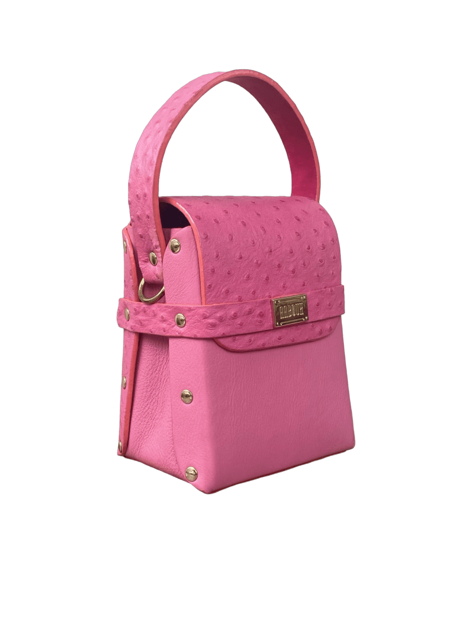 Dupẹ Hot Pink Nappa with Ostrich Print