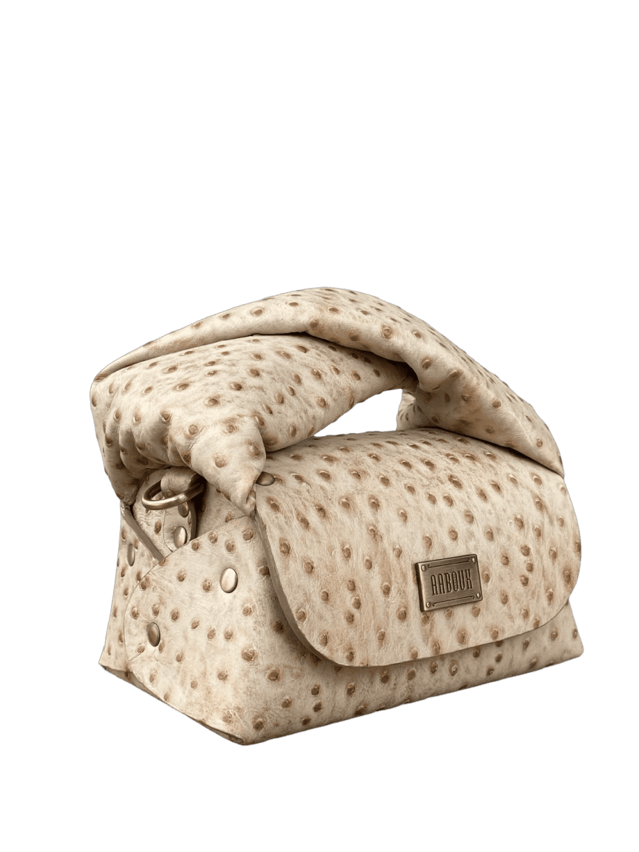 Nury Cream & Brown Ostrich Print