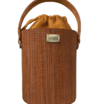Aara Orange Woven Embossed Leather