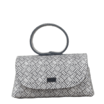 Hana Black & White Short Striped Print Leather