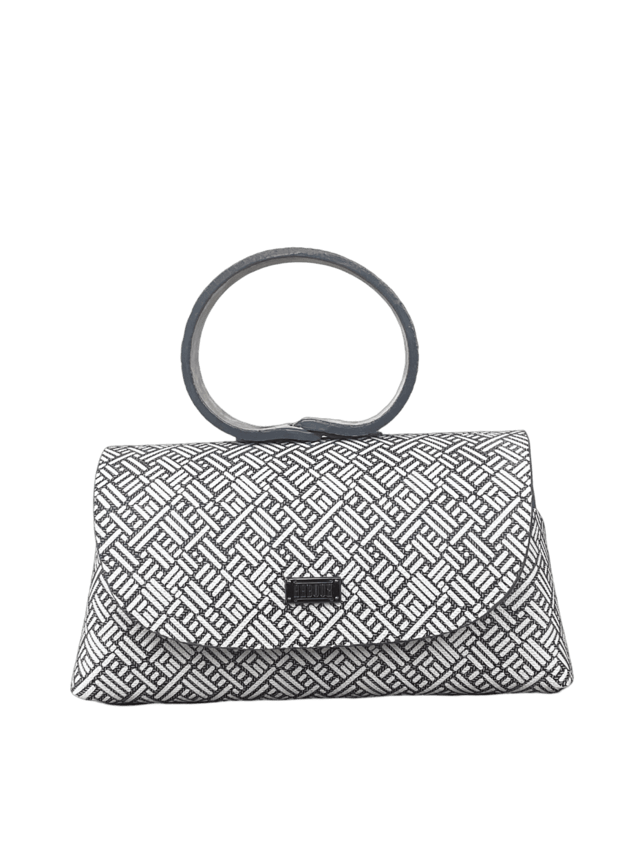 Hana Black & White Short Striped Print Leather