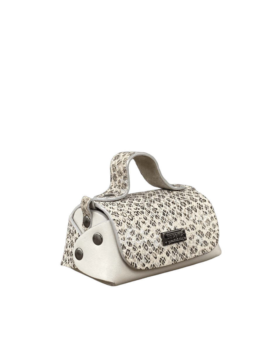 Kach Cream Nappa & Snake Print Leather