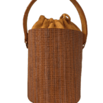 Aara Orange Woven Embossed Leather