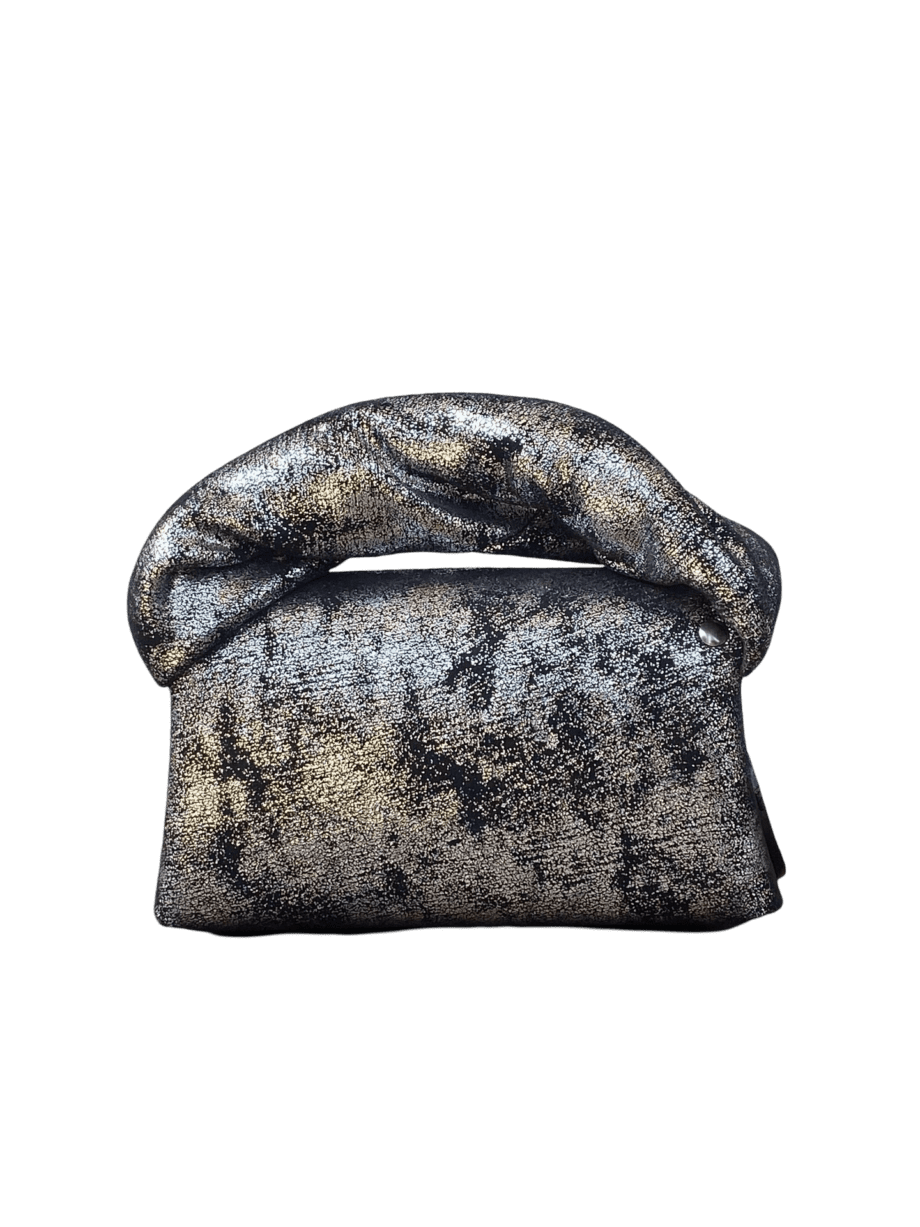Ṣeyi Silver & Black Distressed Leather