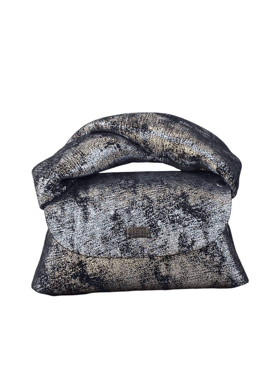 Ṣeyi Silver & Black Distressed Leather