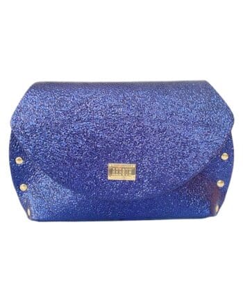 Mags Navy Blue Micro Sequined Print Leather