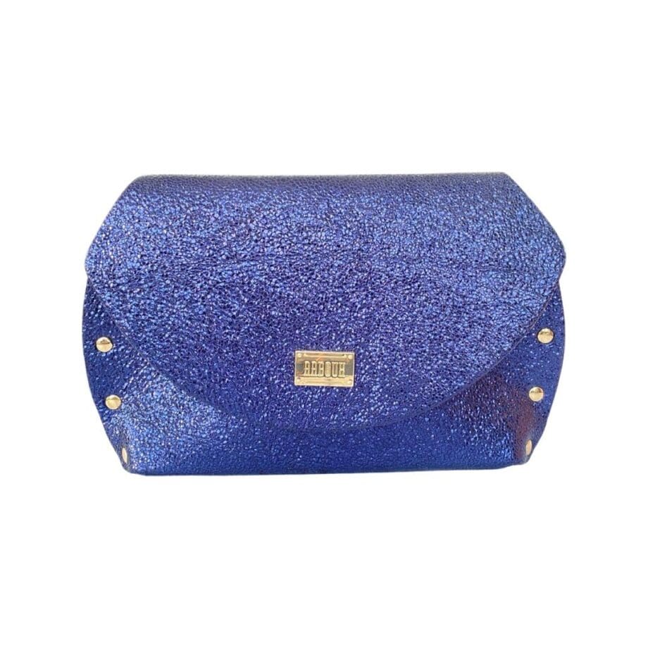 Mags Navy Blue Micro Sequined Print Leather