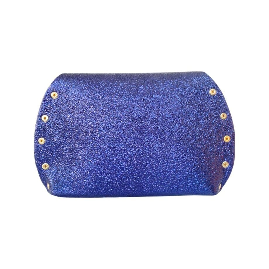 Mags Navy Blue Micro Sequined Print Leather