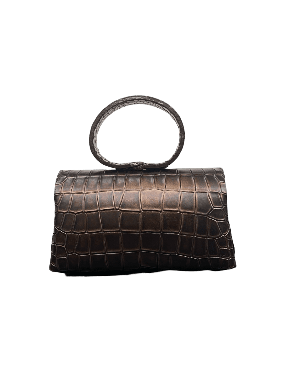 Hana Brown Croc Embossed