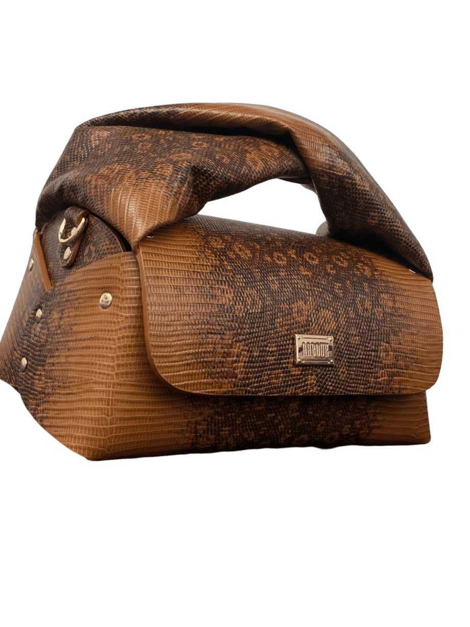 Nyla Tan & Brown Lizard Print