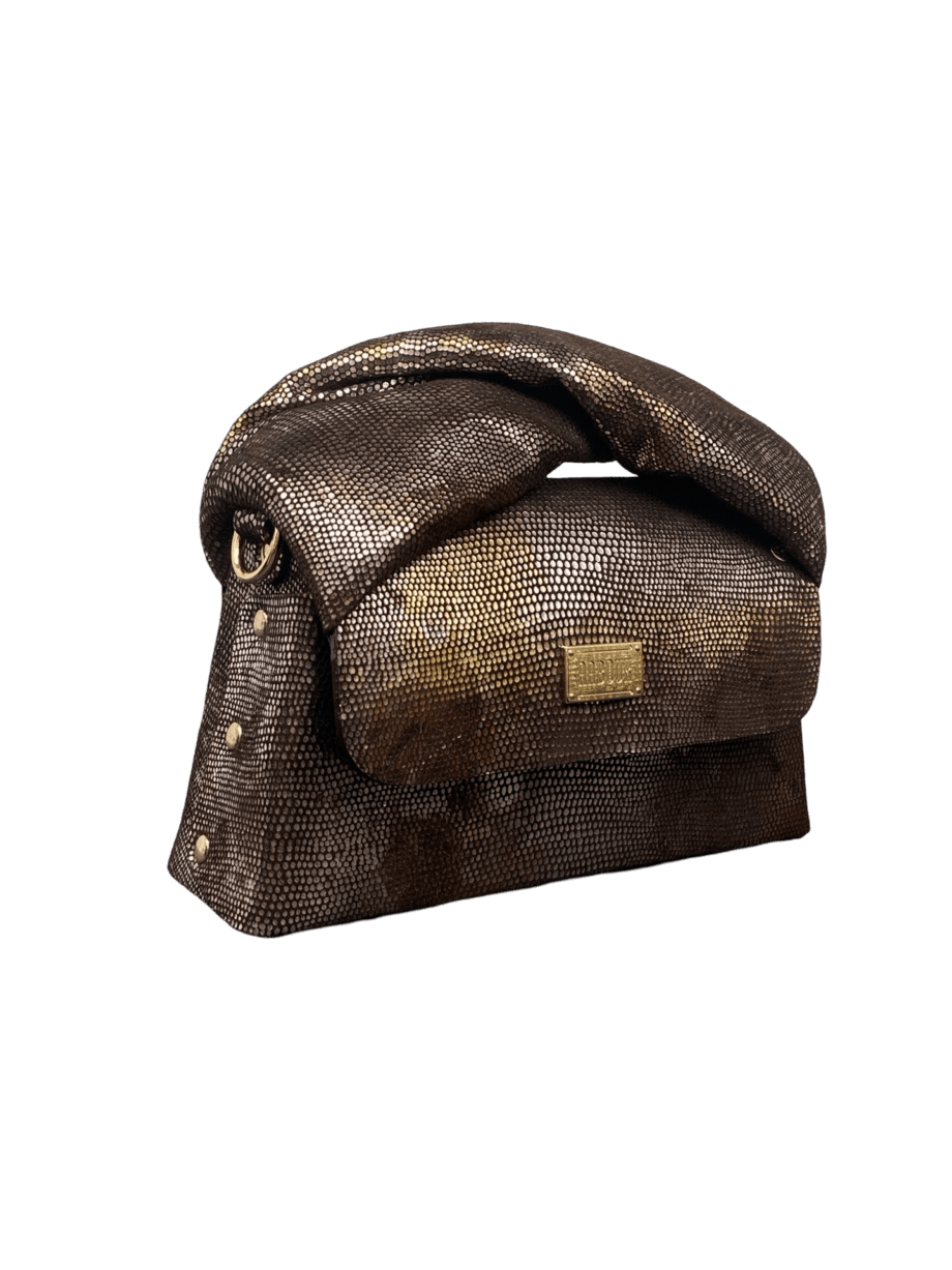 Moby Brown & Silver Distressed Lizard Print
