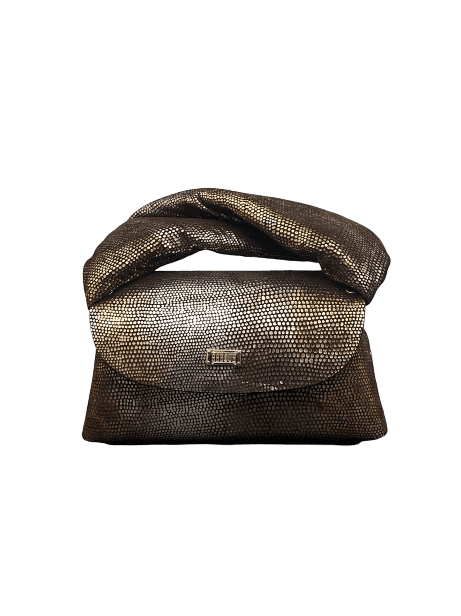 Seyi Brown & Silver Distressed Lizard Print