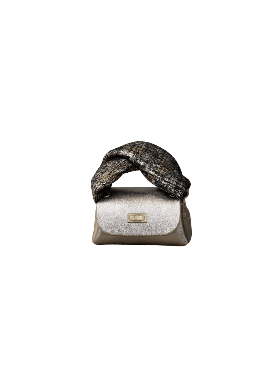 Lily Three-tone Tweed Effect Suede & Champagne Gold Smooth Grain Leather