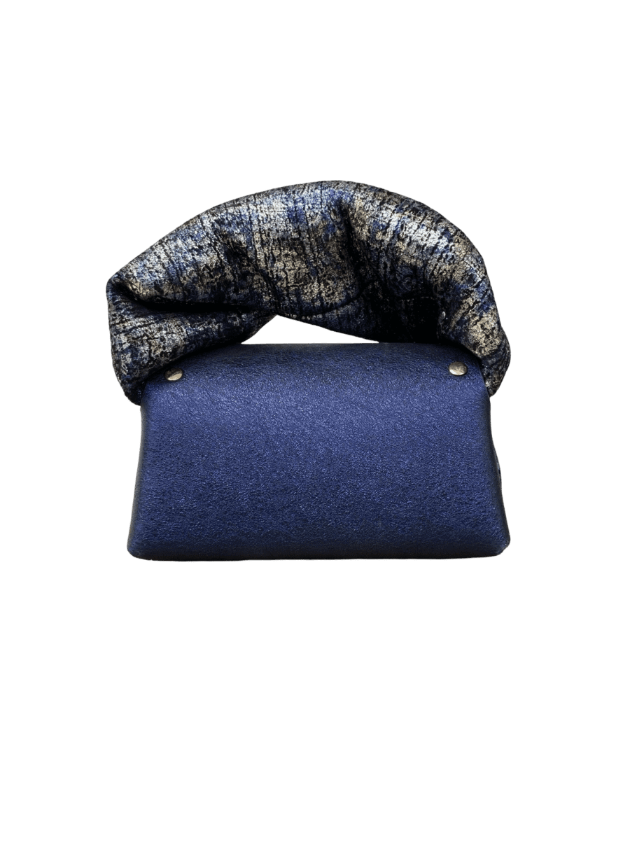 Nury Three-tone Tweed Effect Suede & Metallic Blue Flat Grain Leather