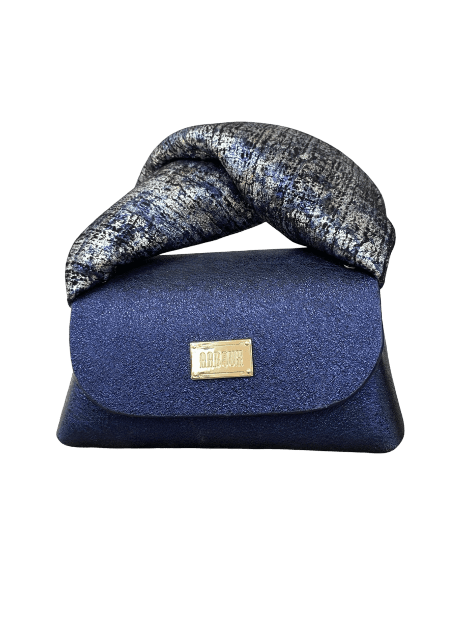 Nury Three-tone Tweed Effect Suede & Metallic Blue Flat Grain Leather