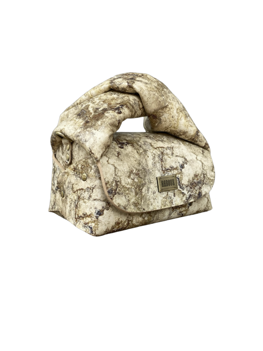 Nury XO (New Size) Cream & Green Marble Print Leather