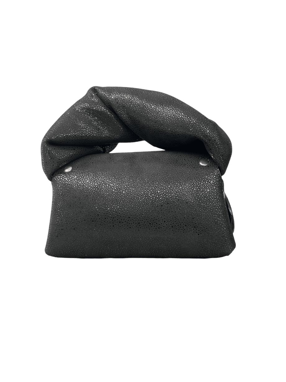 Nury Black Printed Pebble Grain Suede