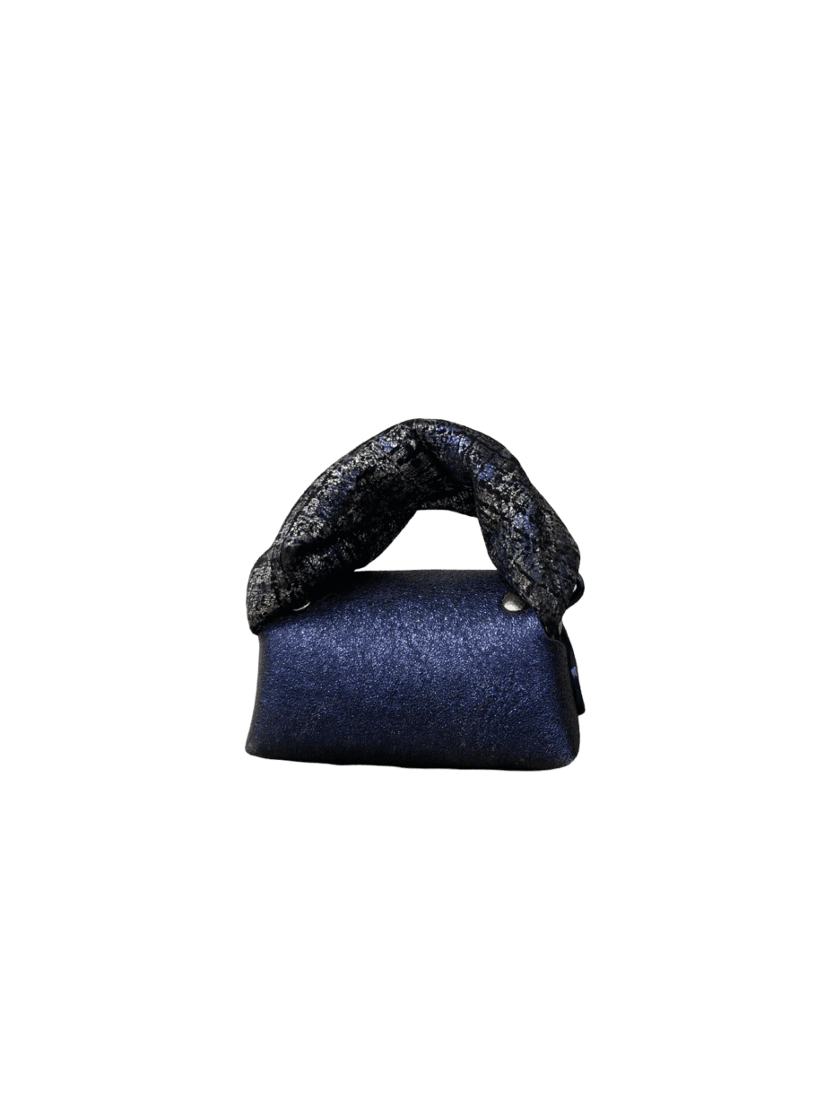 Lily Three-tone Tweed Effect Suede & Metallic Blue Flat Grain Leather