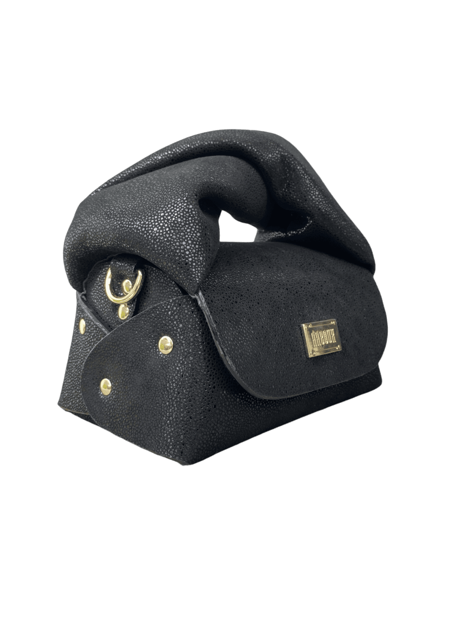 Nury Black Printed Pebble Grain Suede