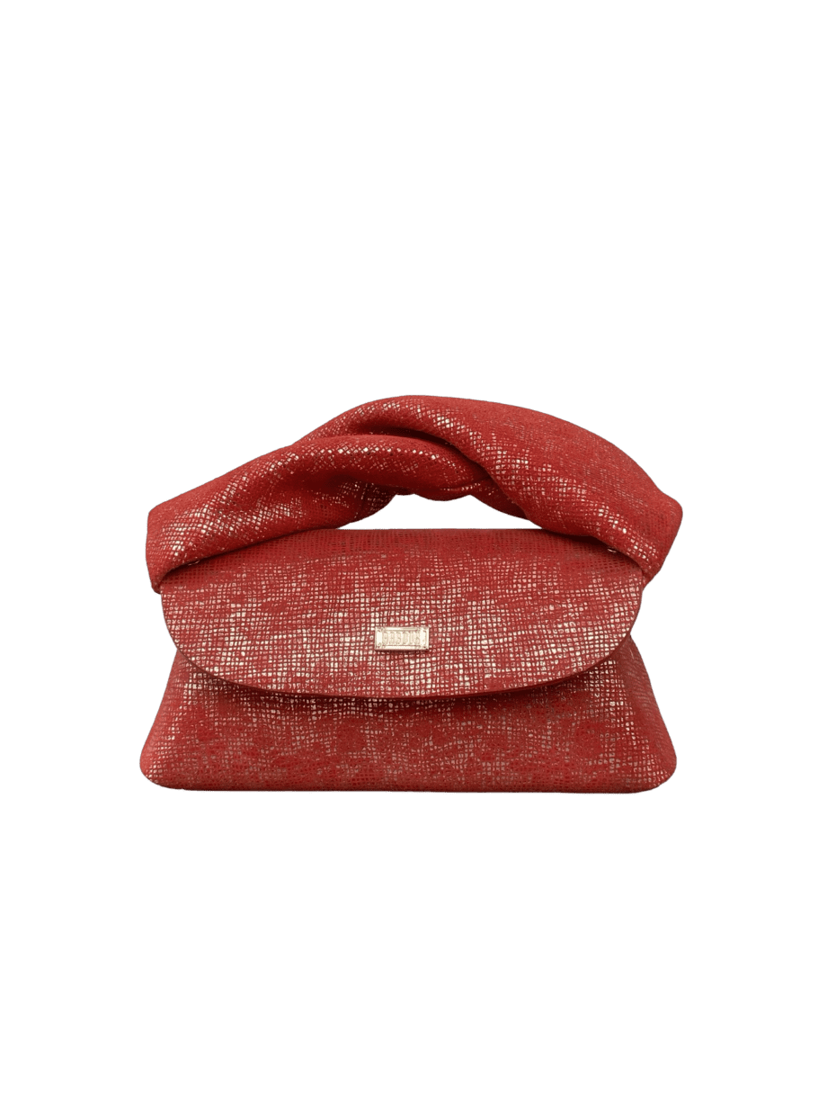 Seyi Red & Gold Mesh Pattern on Suede