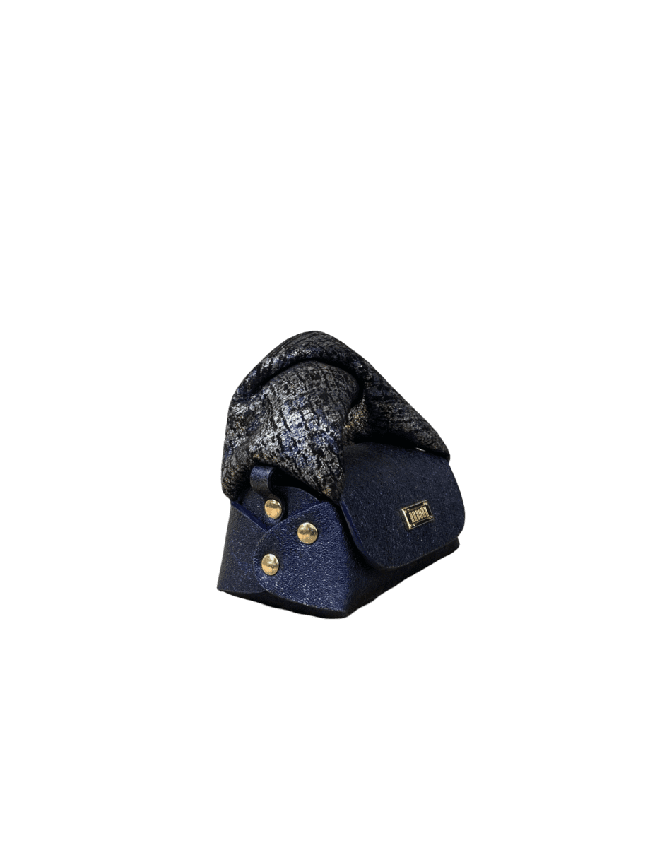 Lily Three-tone Tweed Effect Suede & Metallic Blue Flat Grain Leather
