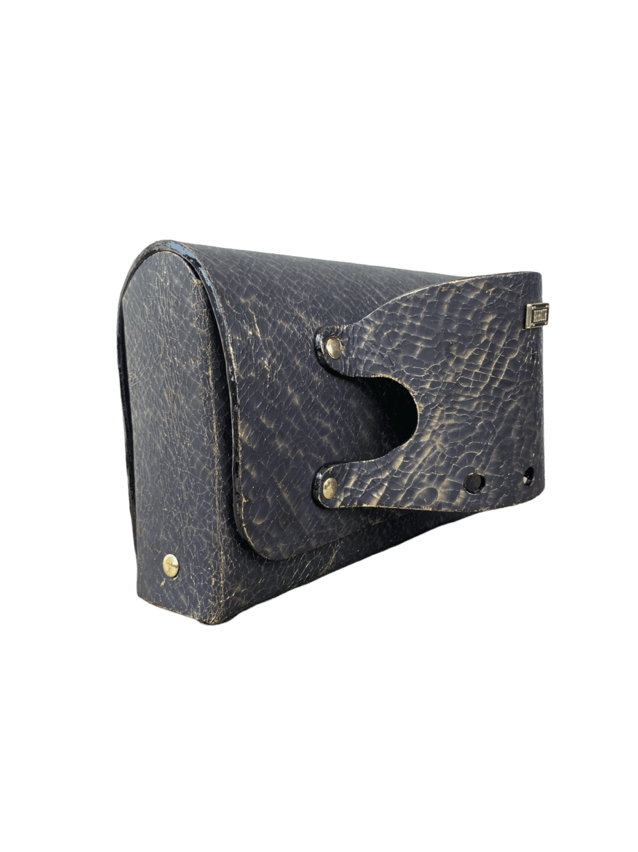 Jare Black & Gold Crackled Print Leather