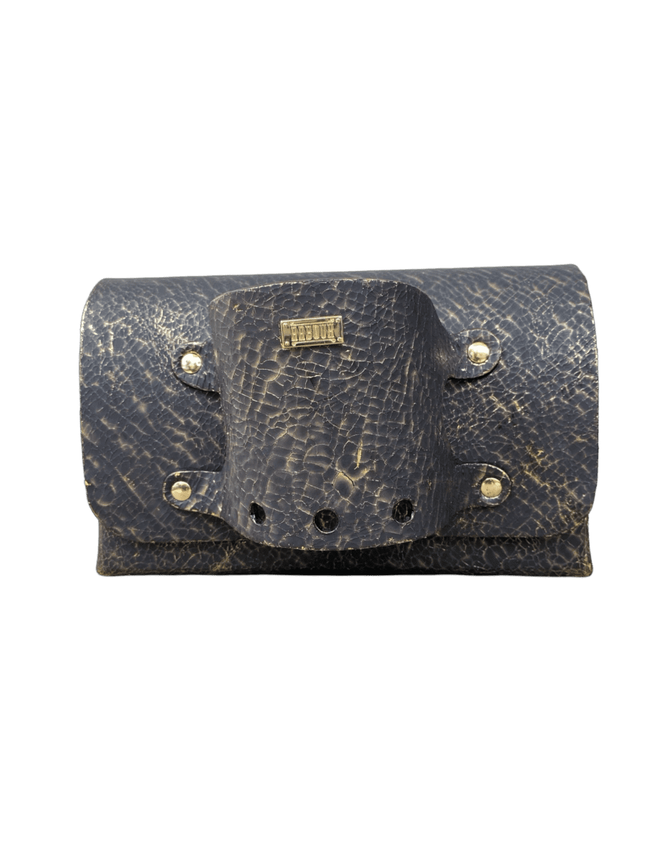 Jare Black & Gold Crackled Print Leather