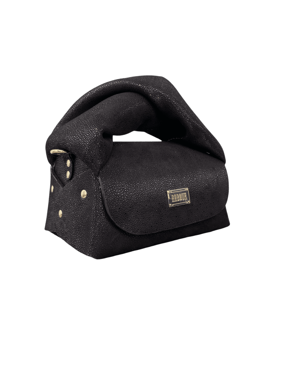 Nury XO (New Size) Black Printed Pebble Grain Suede