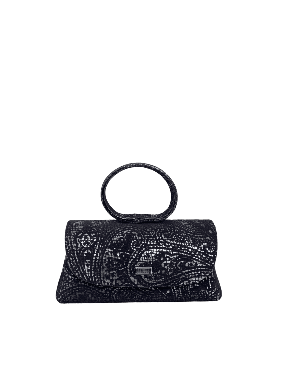 Hana Black & Silver Paisley Print
