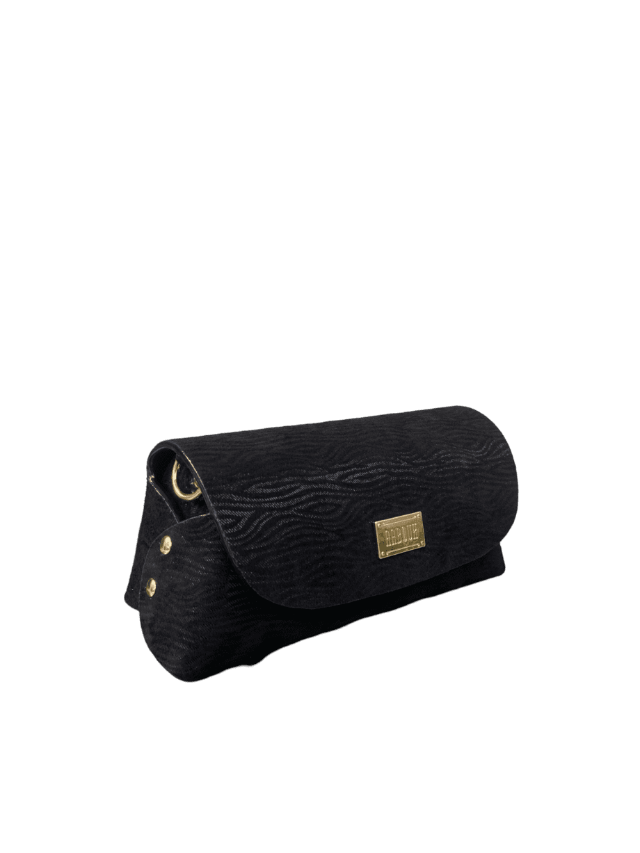 Maya Black Woodgrain Print Suede