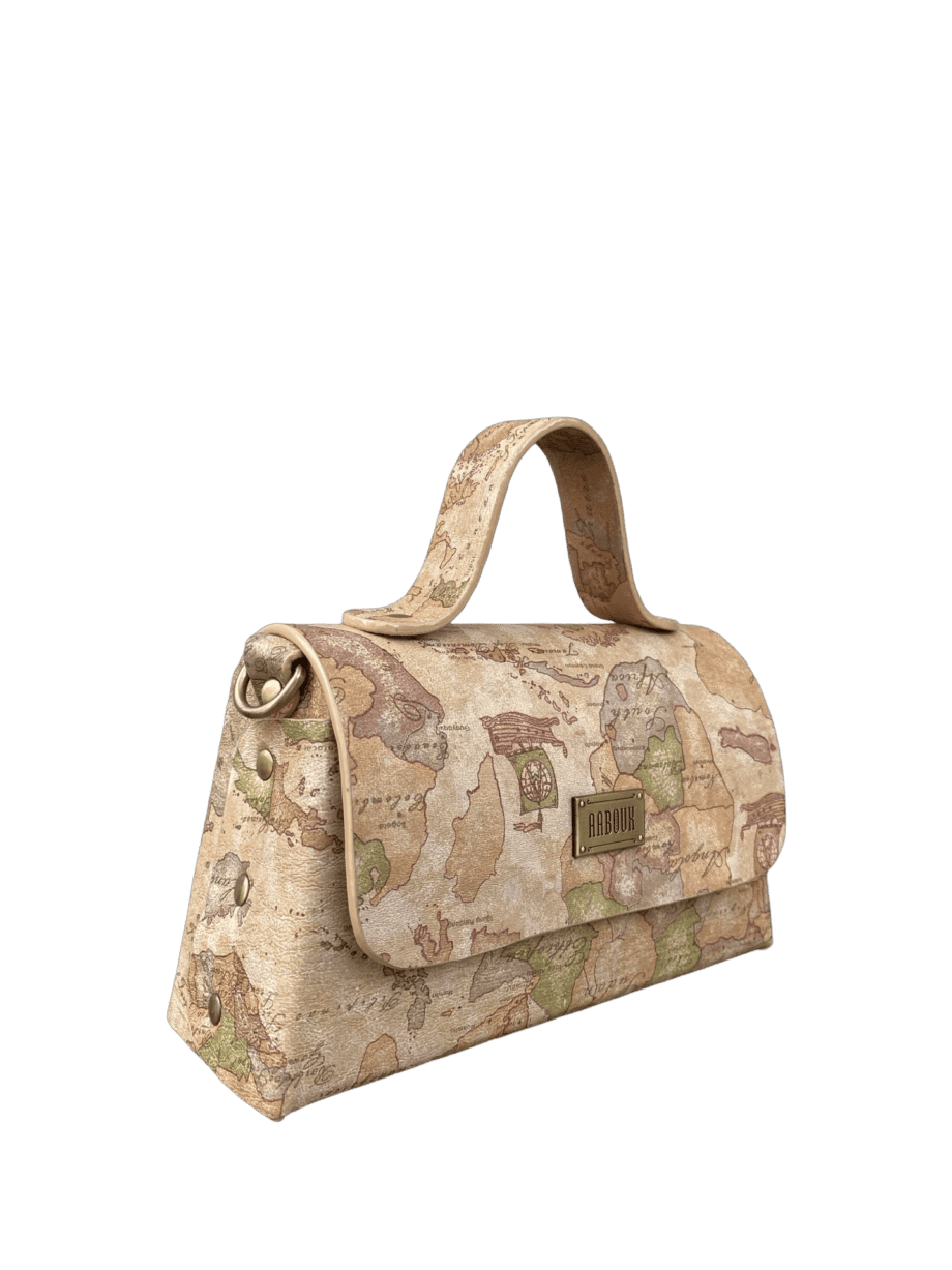 Lina Vintage Map Print Leather
