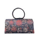 Hana Black & Multi Floral Print Leather