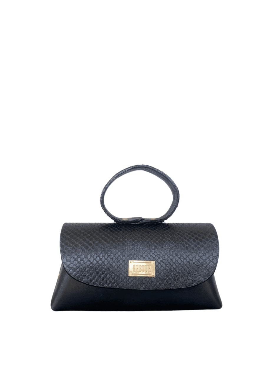 Hana Black Python Skin w Shiny Black nappa