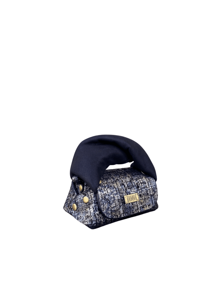Lily Silver Tweed Effect with Blue Suede